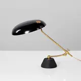 Swiss, table lamp, 1950s, brass, enameled metal