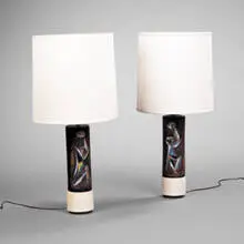 table lamps, pair by Marcello Fantoni, 1950s, ceramic, sold Oct 2001