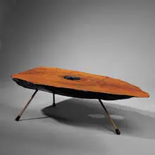 Carl Auböck, coffee table, 1950s, maple, brass