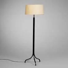 1940s, floor lamp, wrought iron, brass