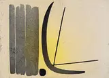 Hans Hartung, Croissant Noir Sur Fond