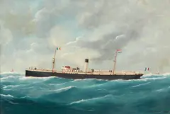 Édouard Adam, The steamship Liamone at sea, oil on canvas