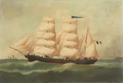Édouard Adam, Pauline leaving port, oil on canvas