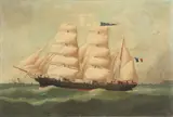 Édouard Adam, Pauline leaving port, oil on canvas