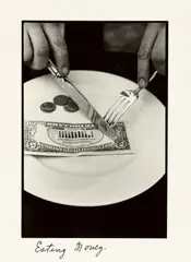 Duane Stephen Michals, Eating Money, Um 1980, Folge von 9 Silbergelatineabzügen