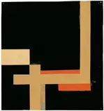 Walter Dexel, Figuration Weiß auf Schwarz, 1926, Papiercollage und Tempera auf Glanzpapier