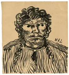 Wilhelm Morgner, Selbstporträt, 1912, Tuschpinsel auf festem bräunlichen Papier