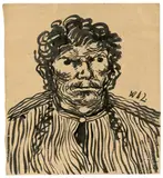 Wilhelm Morgner, Selbstporträt, 1912, Tuschpinsel auf festem bräunlichen Papier