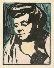 Gabriele Münter, Mlle A. Robert, 1907, Farblinolschnitt auf Japanbütten