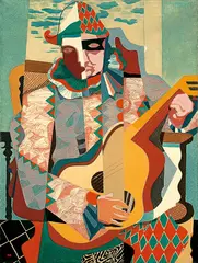 Herbert Behrens-Hangeler, Harlekin mit Guitarre. 1920er-Jahre, Öl auf Leinwand
