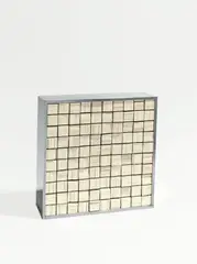 Radoslav Kratina, Variabile. 1970er-Jahre, 1500 weiße variable Plastikplättchen in Aluminiumrahmen