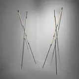 Bec Brittain, Shy Beam 01/02, pair, c. 2020, patinated brass, LED tube