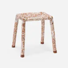 Alex Reed, Openwork Stool 03, 2018, glazed earthenware, painted wood