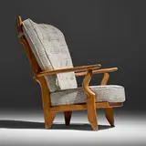 Robert Guillerme & Jacques Chambron, Grand Repos armchair, 1960, oak, upholstery, webbing