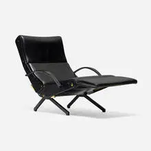Osvaldo Borsani, P40 adjustable lounge chair, leather upholstery, enameled steel, rubber, brass