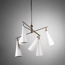 Arteluce, hanging fixture, 1950s, brass, enameled metal