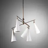 Arteluce, hanging fixture, 1950s, brass, enameled metal