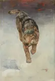 John Trivett Nettleship, A wolf on the move, oil on canvas