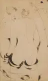Nachum Gutman, A Woman in the Pond, India ink on paper