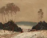 Stanley Bate, A snow-covered landscape, oil on board