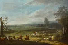 Jacques Bertaux, The Duc d'Orleans and his suite hunting in the Ile de France, oil on canvas