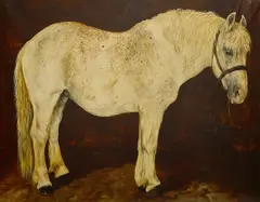 J. P. Espiennes, A grey draft horse, oil on canvas