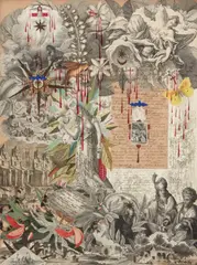 Untitled by Wine, ink, watercolor and collage on paper (in 4 parts), offered Oct 2019