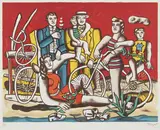 Fernand Léger, Les loisirs sur fond rouge,, Offset lithograph in colors, on wove paper, bearing a stamp signature and numbered 250/250