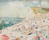 Continental School, A summer's day at the beach, watercolour, gouache and pen and ink on paper