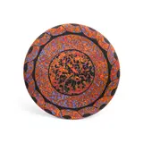 21st century school, A cold painted bronze circular bowl decorated in red, orange, black, and blue abstract.