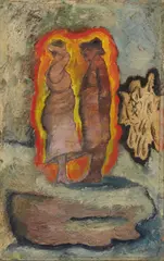 unknown Artist, Untitled, 1980, oil, ink and collage on canvas
