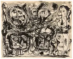 Asger Jorn, Ohne Titel, Um 1950, Tuschpinsel und -feder auf Papier