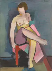 Erwin Graumann, Sitzender Akt, 1928, Öl auf Leinwand, auf Holz aufgezogen