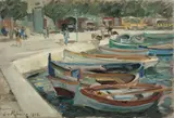 Leo von König, Hafen von Rapallo, 1928, Öl auf Leinwand