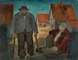 Eberhard Viegener, Mann mit Krücken und Sitzender