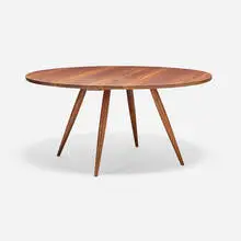 George Nakashima, Round Turned-Leg dining table, 1965, American black walnut