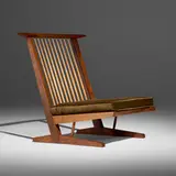 George Nakashima, Conoid Cushion lounge chair, 1966, American black walnut, hickory, webbing