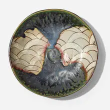Suzuki Goro, Oribe ware plate, 1972, glazed stoneware