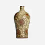 Shimaoka Tatsuzo, Tokkuri (sake bottle), glazed Mashiko stoneware with rope-pattern inlay and contrasting slip