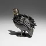 Tsumura Kamejo, Quail incense burner with cover (koro), lost-wax cast bronze