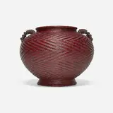 Watanabe Chikusei, Untitled (Flower Basket), bamboo, rattan, lacquer, copper