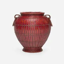 Watanabe Chikusei, Untitled (Flower Basket), bamboo, rattan, lacquer