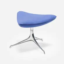 Vladimir Kagan, Tri-symmetric stool, model 504 from the New York Collection, polished aluminum, suede upholstery
