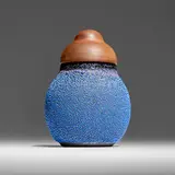 Adam Silverman and Alma Allen, Lidded vessel, 2012, glazed stoneware, turned wood