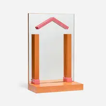 Ettore Sottsass, Giotto table mirror, 1991, oak veneer, lacquered wood, mirrored glass