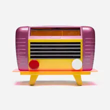 Adrian Olabuenaga, Pastoral radio, 2017, Bakelite, acrylic, Plexiglas, spray enamel, automotive sound insulation