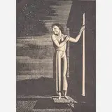 Woman Standing Outside a Door Under a Starry Sky (Starry Sky) by Rockwell Kent, sold May 2019