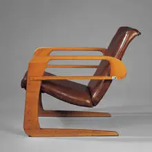 Kem Weber, Airline armchair, 1934, birch, leather, steel