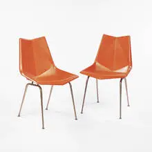 chairs, pair by Paul McCobb, 1950s, fiberglass, steel, sold Oct 2001