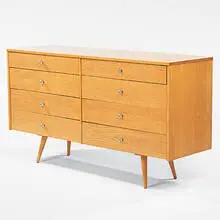 Planner Group cabinet by Paul McCobb, 1950, birch, stainless, sold Oct 2001